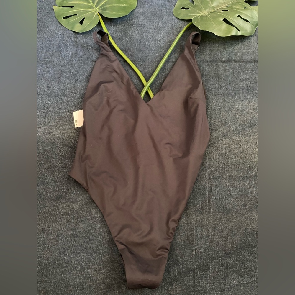 Good American brand black one piece swimsuit.
